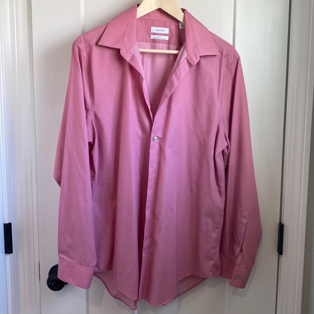 Calvin Klein Men’s pink slim fit long sleeve 16 32/32